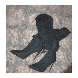 Jean thigh Hugh heels